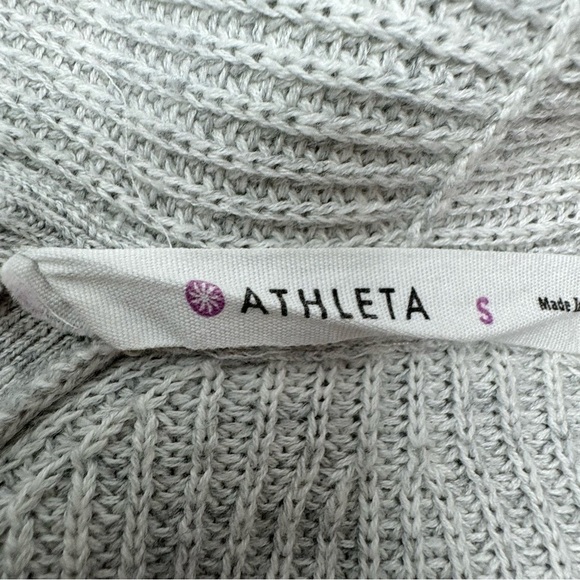 Athleta Horizon Gray Ribbed Long Cardigan Sweater Open Front - Picture 6 of 7